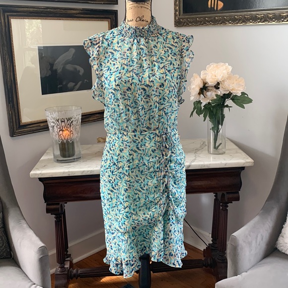 Sam Edelman | Dresses | Sam Edelman Floral Designer Dress Aqua Blue ...